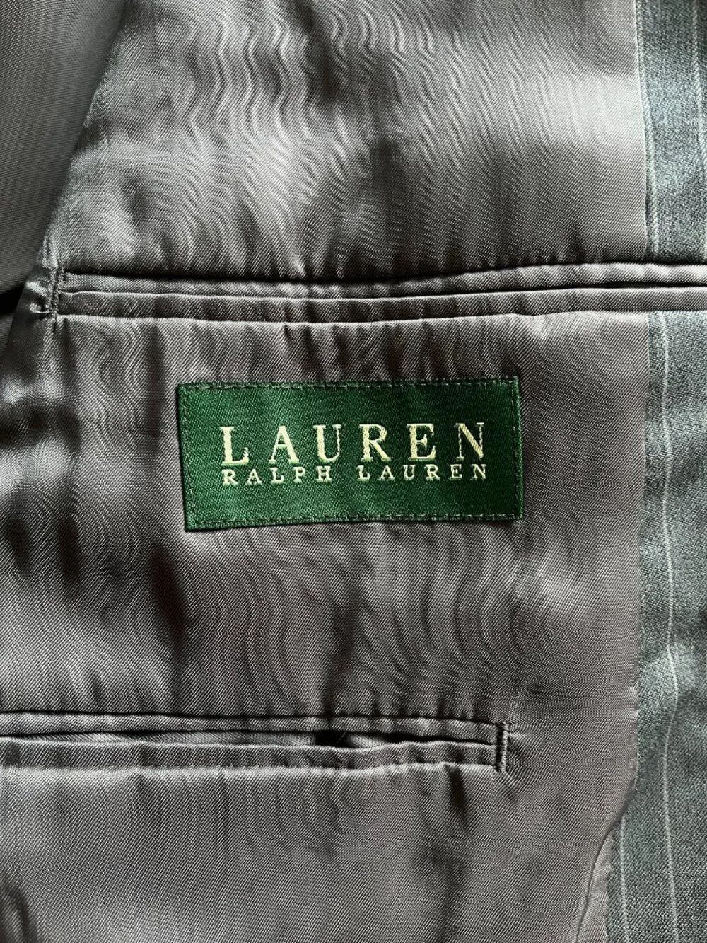 Men's Lauren Ralph Lauren Charcoal  Grey Pinstriped Wool Blazer Jacket Size 48L